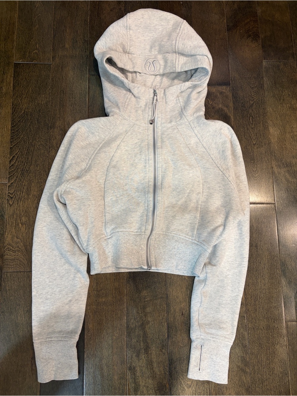 Lululemon Cropped Zip Hoodie in Light Gray - Women's Active Top - Picture 7 of 13